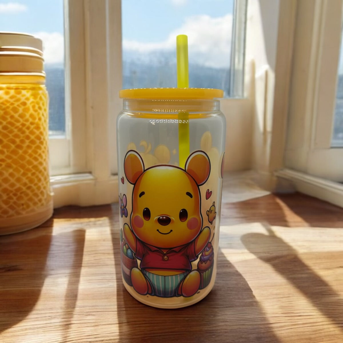 Baby Pooh Bear Glass can